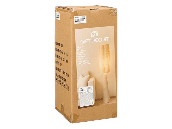 Giftdecor Lampara Flor 130 cm Metal Papel Natural 72.5 cm Alto