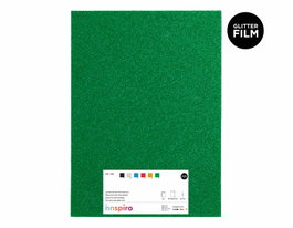 Innspiro Set de 5 Láminas de Goma EVA Verde con Purpurina 40x60 cm