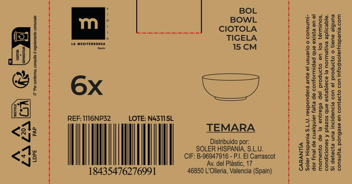 La Mediterranea Bol de Opalina Temara 15cm