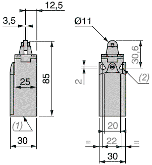 TELEMECANIQUE SENSORS Interruptor de fin de carrera XCKN2102G11 NO + NC TELEMECANIQUE SENSORS Interruptor de fin de carrera XCKN2102G11 NO + NC
