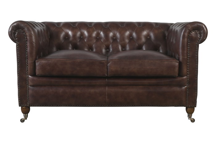 DKD Home Decor Leather top 23 Sofá Vintage Chester Piel Marrón 148 x 80 x 72 cm