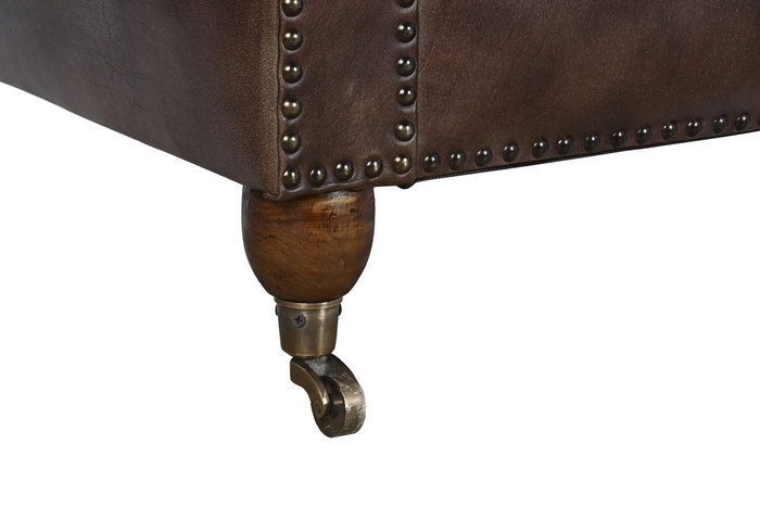 DKD Home Decor Leather top 23 Sofá Vintage Chester Piel Marrón 148 x 80 x 72 cm