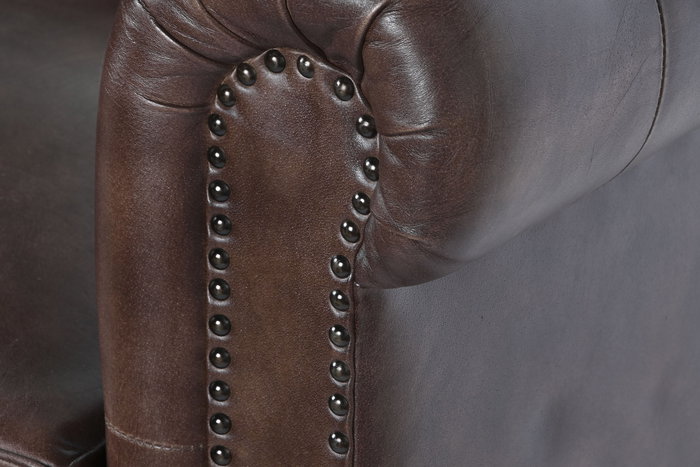 DKD Home Decor Leather top 23 Sofá Vintage Chester Piel Marrón 148 x 80 x 72 cm