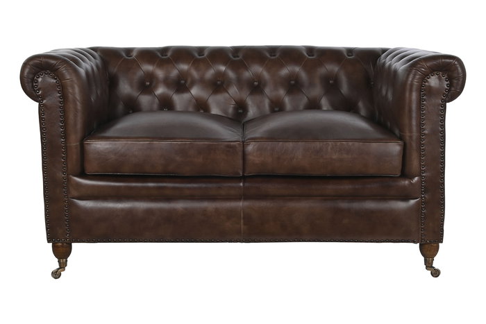 DKD Home Decor Leather top 23 Sofá Vintage Chester Piel Marrón 148 x 80 x 72 cm