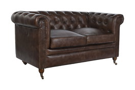 DKD Home Decor Leather top 23 Sofá Vintage Chester Piel Marrón 148 x 80 x 72 cm