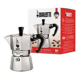 Bialetti Moka Express Cafetera Italiana Aluminio Negro para 2 Tazas