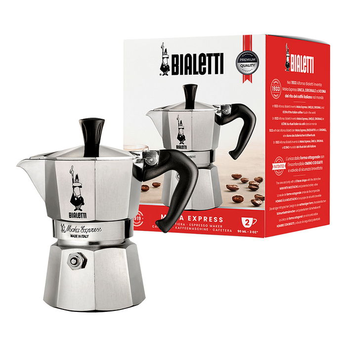 Bialetti Moka Express Cafetera Italiana Aluminio Negro para 2 Tazas Bialetti Moka Express Cafetera Italiana Aluminio Negro para 2 Tazas