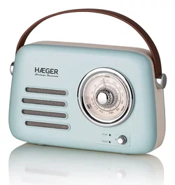 Haeger RB-BLU.002A Radio Portátil Bluetooth 5W, FM 87.5-108 MHz, USB Tipo-C, Entrada Auxiliar, Color Turquesa