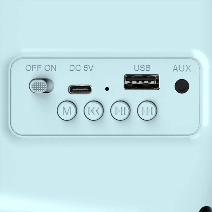 Haeger RB-BLU.002A Radio Portátil Bluetooth 5W, FM 87.5-108 MHz, USB Tipo-C, Entrada Auxiliar, Color Turquesa