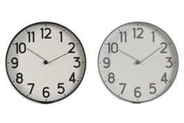 DKD Home Decor Reloj Pared Loft 4 x 30 x 30 cm Negro Gris (2 Unidades)