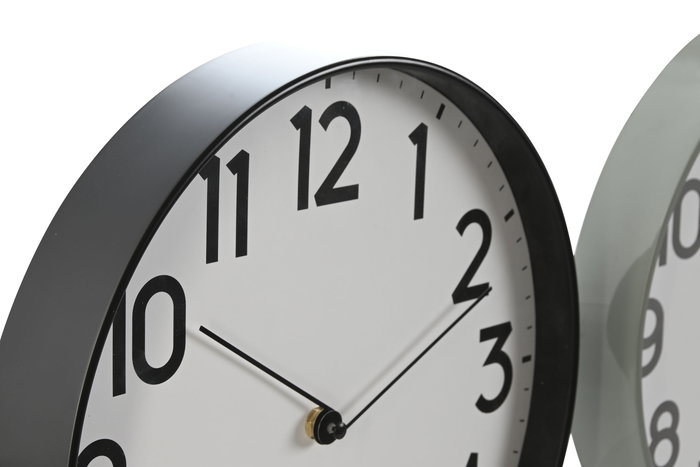 DKD Home Decor Reloj Pared Loft 4 x 30 x 30 cm Negro Gris (2 Unidades)