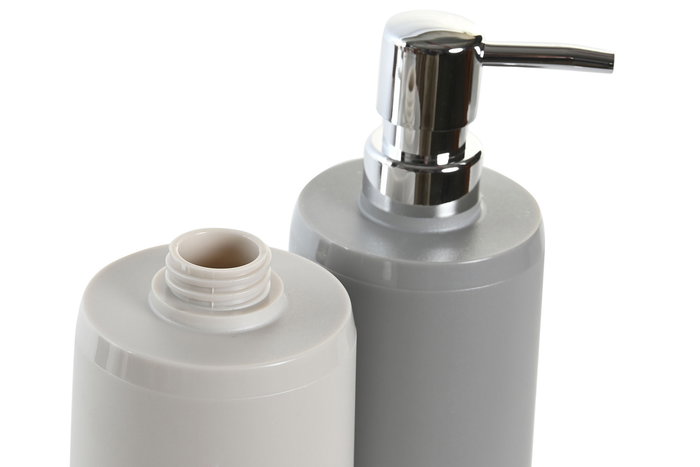 DKD Home Decor Dosificador Beige Gris 8 x 18 x 8 cm (2 Unidades)