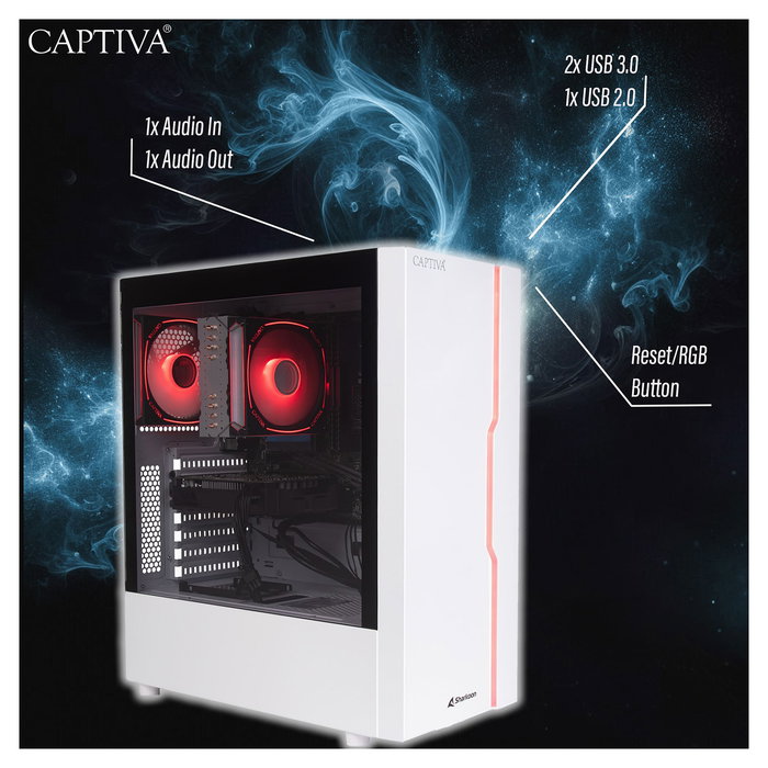 CAPTIVA PC Gaming R92-912 con AMD Ryzen 7 5700X, 32GB RAM, 1TB SSD, NVIDIA GeForce RTX 5060 8GB, Windows 11 Home
