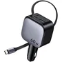 UGREEN Cargador de Coche 60W Negro con Cable USB-C Retráctil y Puertos USB-A/USB-C