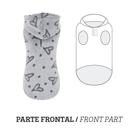 Nayeco Sudadera Perro Amour Gris Capucha Ajustable Suave Cómoda 20 cm