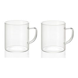 Andrea House Tazas de Vidrio 300 ml Ø7,5 x 8,5 cm, Set de 2 Unidades