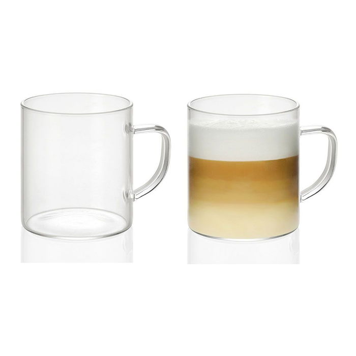 Andrea House Tazas de Vidrio 300 ml Ø7,5 x 8,5 cm, Set de 2 Unidades