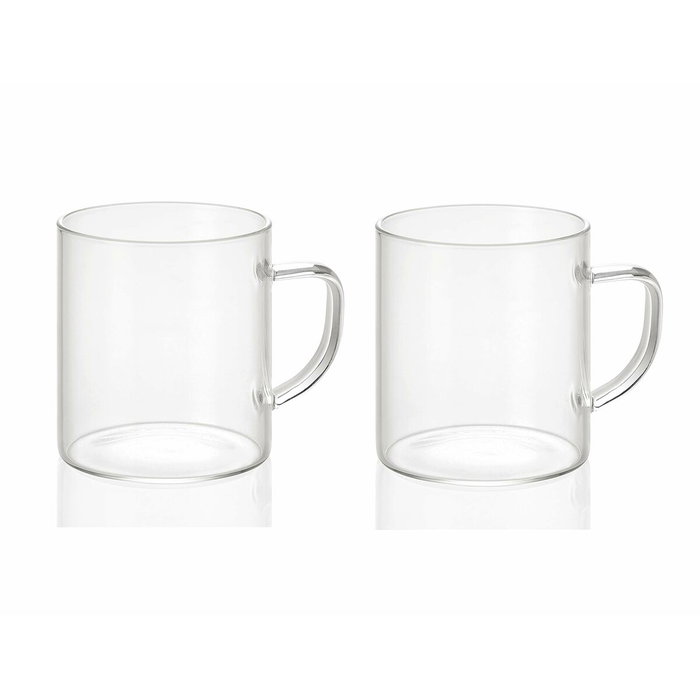 Andrea House Tazas de Vidrio Transparente 300 ml (2 unidades) de Ø 7,5 x 8,5 cm Andrea House Tazas de Vidrio Transparente 300 ml (2 unidades) de Ø 7,5 x 8,5 cm