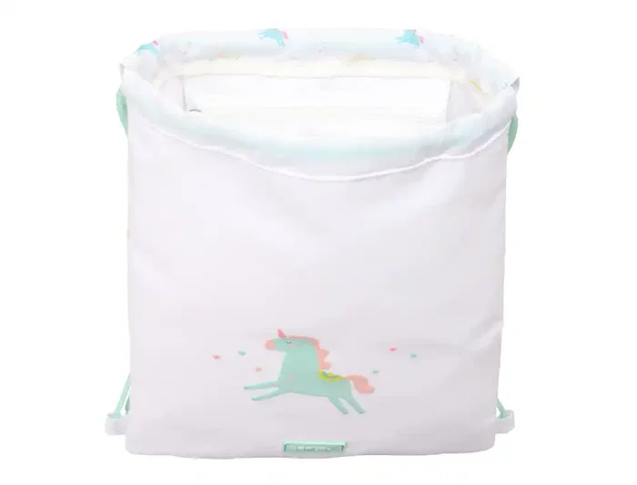 Bolsa Mochila con Cuerdas Safta Unicornio Beige 26 x 34 x 1 cm