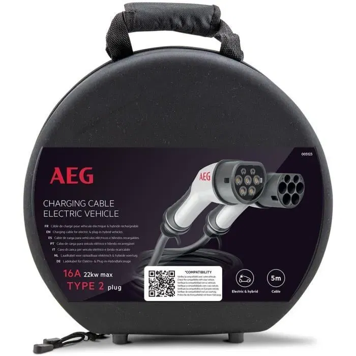 Aeg Cable de carga 5123 para vehículos eléctricos e híbridos enchufables - Trifásico 16A 480V AC - 5m