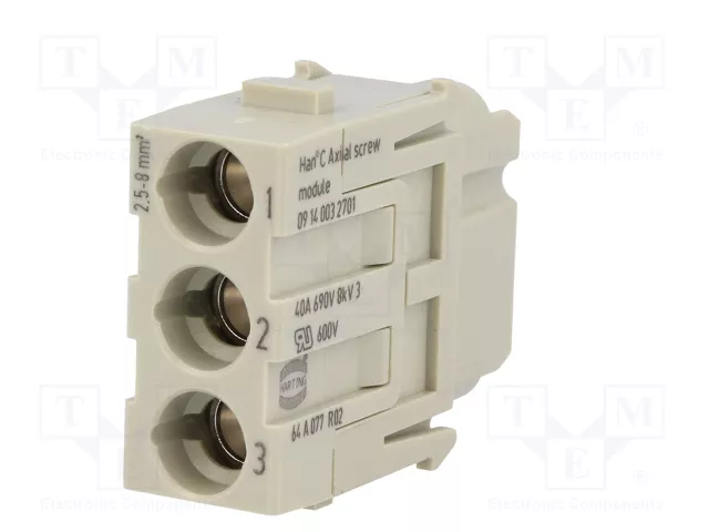 HARTING Han-Modular® Módulo Conector Hembra 40A 690V 3 Pines