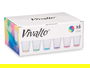Vivalto Vaso Vidrio Rayas Transparente 310 ml Vidrio Transparente, Morado, Rosa, Verde, Naranja, Amarillo, Azul 9 x 9 x 9.3 cm (Set de 36)