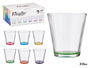 Vivalto Vaso Vidrio Rayas Transparente 310 ml Vidrio Transparente, Morado, Rosa, Verde, Naranja, Amarillo, Azul 9 x 9 x 9.3 cm (Set de 36)