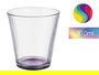 Vivalto Vaso Vidrio Rayas Transparente 310 ml Vidrio Transparente, Morado, Rosa, Verde, Naranja, Amarillo, Azul 9 x 9 x 9.3 cm (Set de 36)