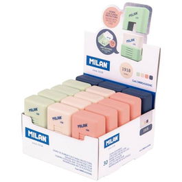 Milan Goma de Borrar 430 Miga de Pan con Funda Serie 1918 School Expositor 30 Unidades Surtidas