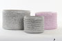 DKD Home Decor Set de 3 Cestas de Almacenaje PP Rosa y Gris