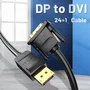 Vention HAFBH Cable de Conversión DisplayPort a DVI Macho, 2 Metros, Negro, 1080P 60Hz, Conectores Chapados en Oro