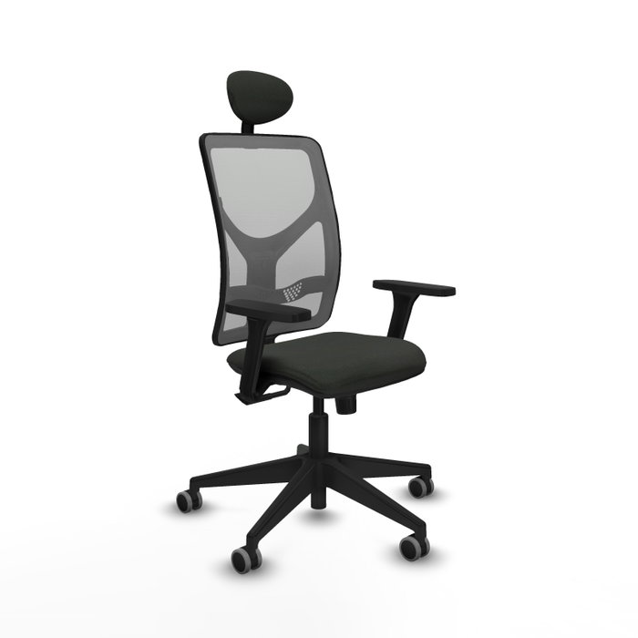 PIQUERAS Y CRESPO Silla de oficina Motilla con mecanismo Sincro, brazos 3D y cabecero fijo, Tela Negro y Malla Gris PIQUERAS Y CRESPO Silla de oficina Motilla con mecanismo Sincro, brazos 3D y cabecero fijo, Tela Negro y Malla Gris