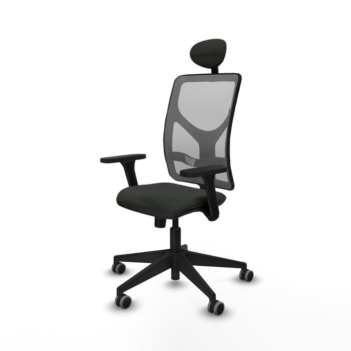 PIQUERAS Y CRESPO Silla de oficina Motilla con mecanismo Sincro, brazos 3D y cabecero fijo, Tela Negro y Malla Gris PIQUERAS Y CRESPO Silla de oficina Motilla con mecanismo Sincro, brazos 3D y cabecero fijo, Tela Negro y Malla Gris
