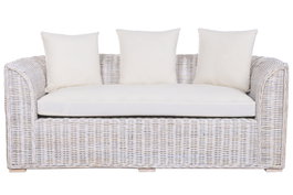 DKD Home Decor Sofá Balinés Blanco 174 x 88 x 69 cm Ratan Algodón con Cojines Fibre outdoor 23