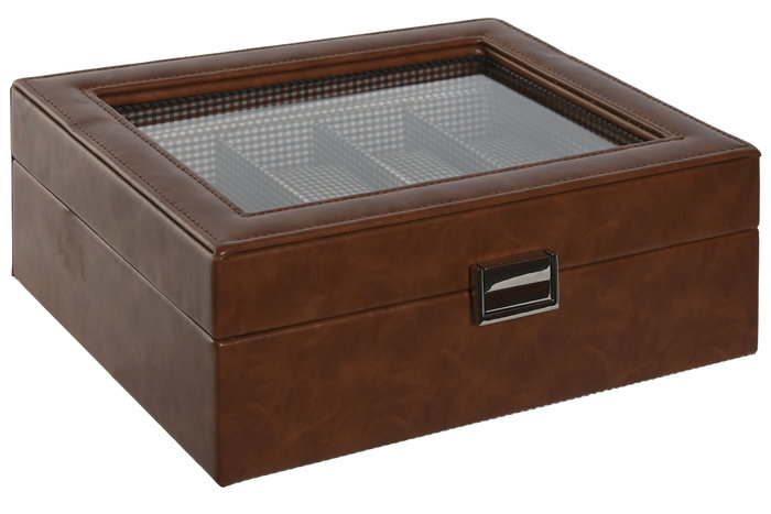 DKD Home Decor Joyero Oxford Tradicional Marron Pu Cristal 20 x 9 x 26 cm DKD Home Decor Joyero Oxford Tradicional Marron Pu Cristal 20 x 9 x 26 cm