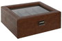 DKD Home Decor Joyero Oxford Tradicional Marron Pu Cristal 20 x 9 x 26 cm