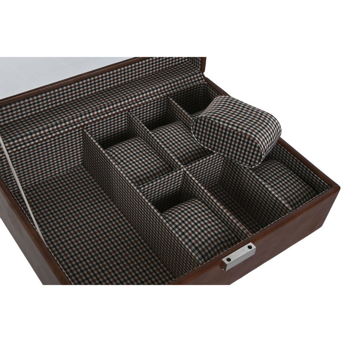 DKD Home Decor Joyero PU Cristal Oxford Marrón DKD Home Decor Joyero PU Cristal Oxford Marrón