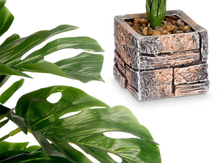 Ibergarden Maceta Cuadrada Planta Hoja Costilla Verde 39x75x35 cm (Set de 4)