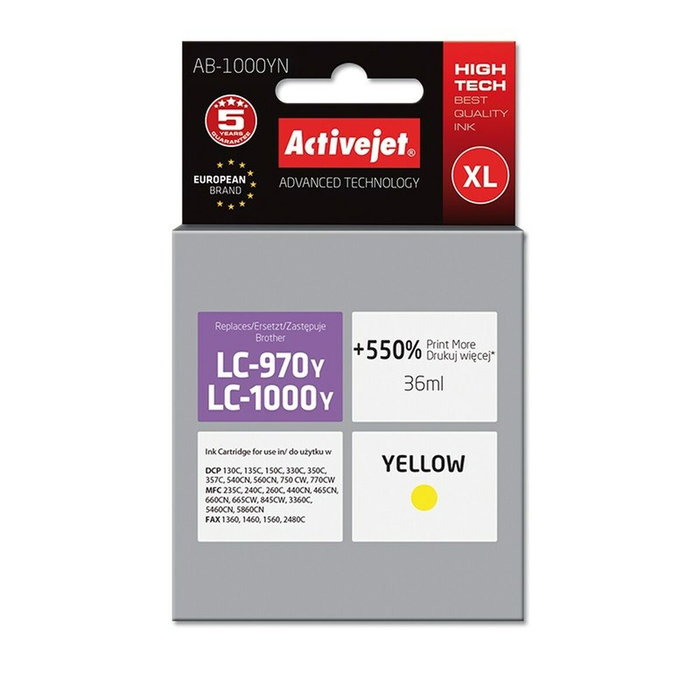 Cartucho de Tinta Original Activejet AB-1000YN Amarillo Cartucho de Tinta Original Activejet AB-1000YN Amarillo