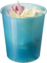 Archivo 2000 Papelera de Plástico con Aro Sujetabolsas, 16 Litros, Lagon Traslúcido