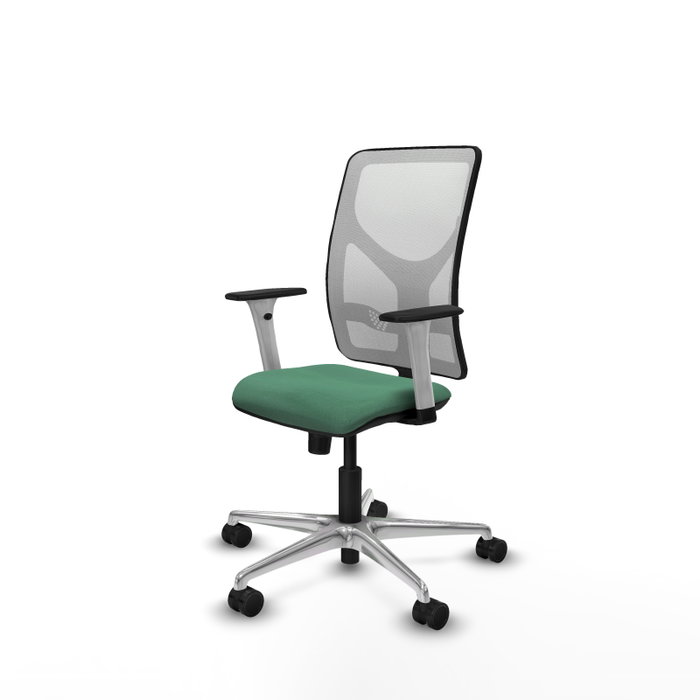 PIQUERAS Y CRESPO Silla de oficina Motilla con mecanismo Sincro, Verde esmeralda y Blanco