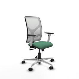 PIQUERAS Y CRESPO Silla de oficina Motilla con mecanismo Sincro, Verde esmeralda y Blanco
