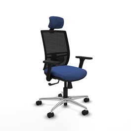 PIQUERAS Y CRESPO Silla de oficina Yunquera con mecanismo Sincro, Azul marino y Negro