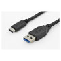 Digitus Cable de conexión USB 3.2 Gen 1 (USB-C a USB-A), Macho/Macho, Longitud 1 m, Color Negro