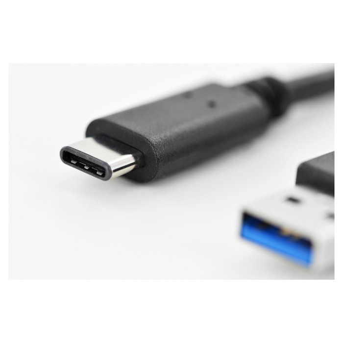 Digitus Cable de conexión USB 3.2 Gen 1 (USB-C a USB-A), Macho/Macho, Longitud 1 m, Color Negro