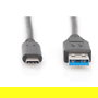 Digitus Cable de conexión USB 3.2 Gen 1 (USB-C a USB-A), Macho/Macho, Longitud 1 m, Color Negro