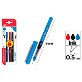 MP Bolígrafo de tinta líquida punta aguja 0,5 mm, 3 unidades
