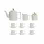 DKD Home Decor Juego de Café Porcelana y Bambú Blanco y Natural