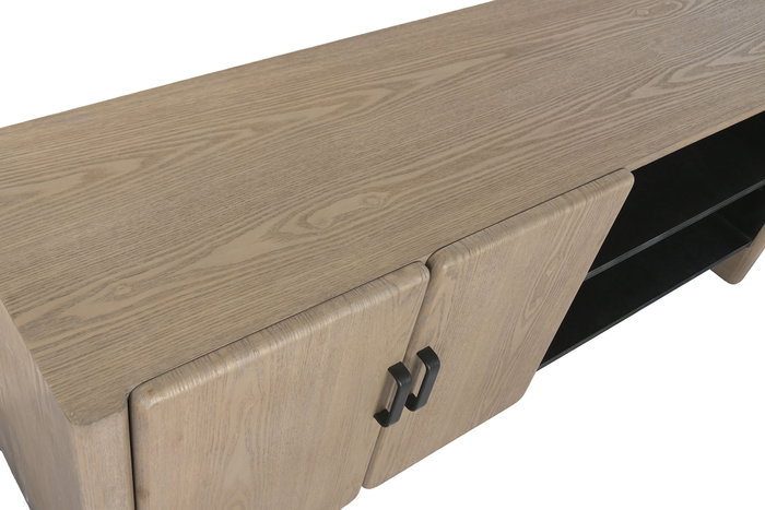 DKD Home Decor Mueble TV Abeto Metal Marrón 140x38x56