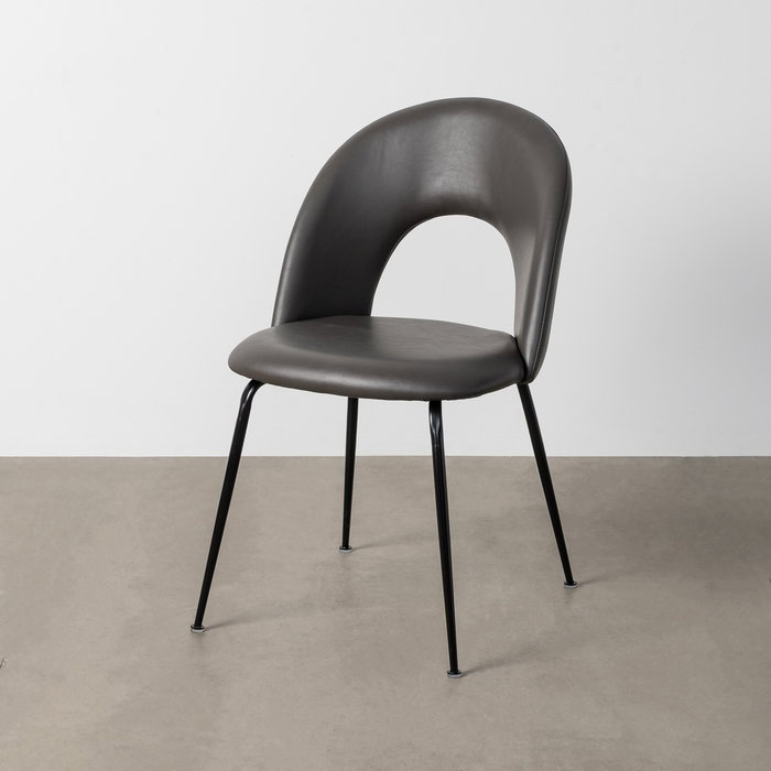 Silla Gris Simil Piel Contract 49 X 60 X 81 cm (Set de 2) Silla Gris Simil Piel Contract 49 X 60 X 81 cm (Set de 2)